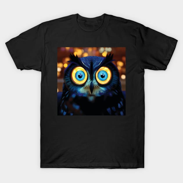 Beautiful Blue Owl with huge eyes T-Shirt by Geminiartstudio